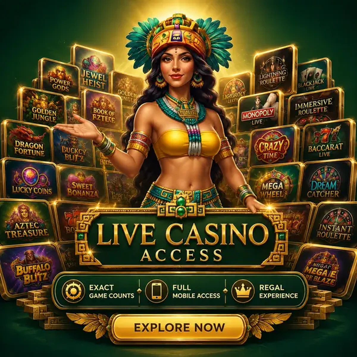 Interface mobile de l'application Rolldorado Casino présentant les tables de casino live et la bibliothèque de machines à sous